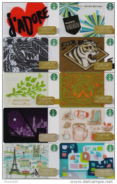 GIFT CARD USA-STARBUCKS COFFE SET OF 106 DIFFERENT CARDS OF 2014- VERY NICE