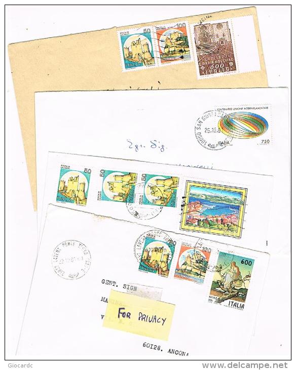 ITALIA (ITALY)  - STORIA  POSTALE - 1991 LOTTO DI 4 LETTERE X INTERNO  - RIF. 1888 - 1991-00: Marcophilia