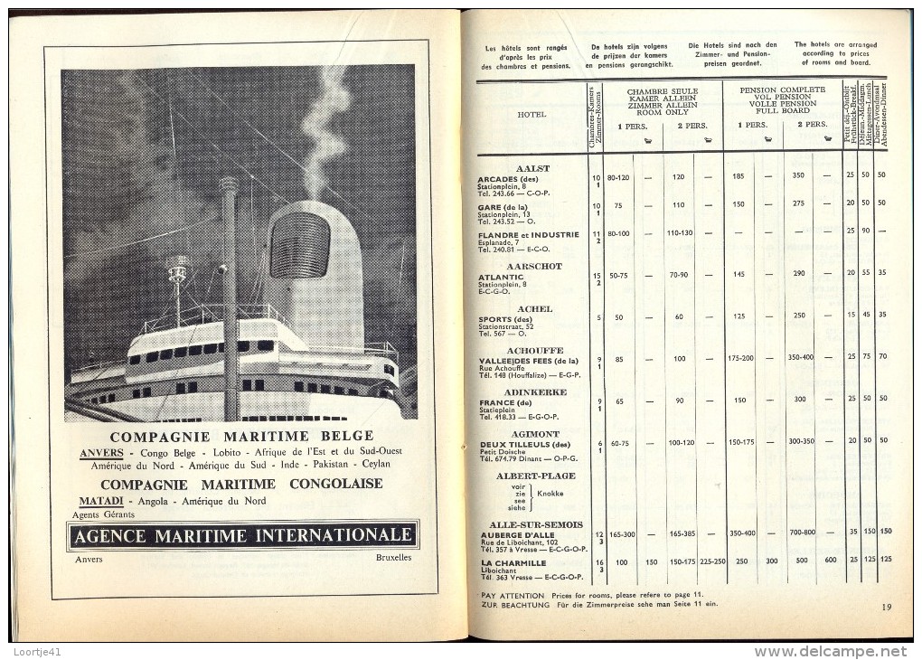 Belgie Belgique - Hotels 1958 - Met Publiciteit Reclame - Catalogue Kataloog - Sachbücher