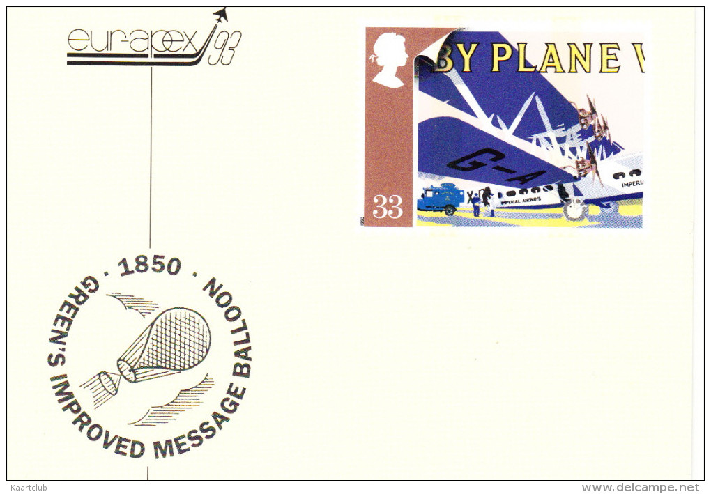 Eur-apex '93 : Green's Improved Message Balloon Postmark - 1993  - Preprinted Stamp - Material Postal