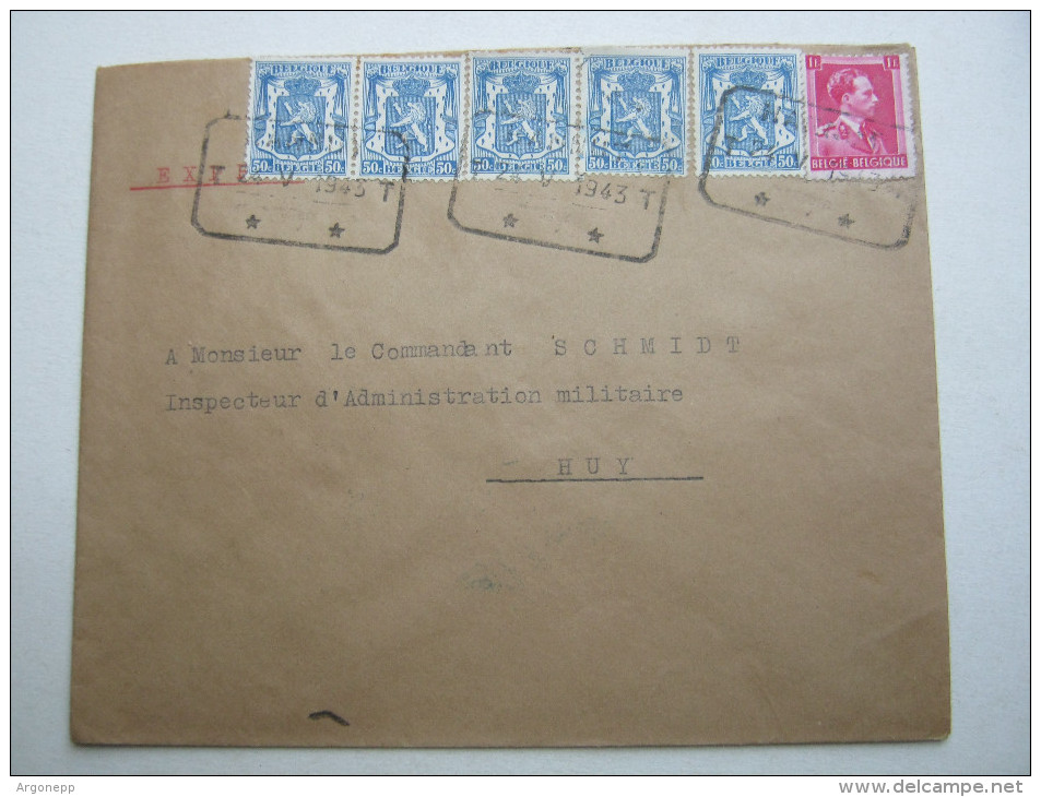 1943 ,  Lettre :    HANNUT    -   Huy - 1934-1935 Leopold III