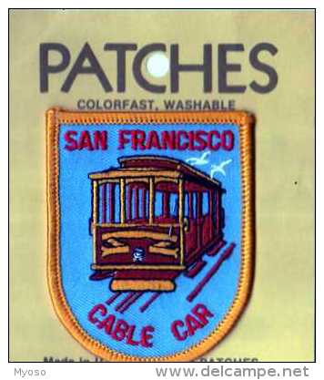 Ecusson Tissu, Feutrine Brodee, Cable Car SAN FRANCISCO, Format 7,5x6 Cm - Scudetti In Tela