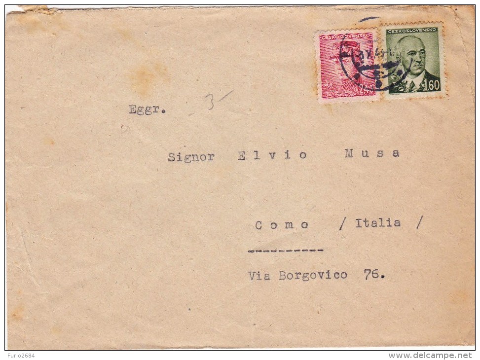 SP-526 BUSTA SLOVACCHIA VIAGGIATA 1943 DA BRATISLAVA A COMO INTERESSANTE TIMBRI E AFFRANCATURA - Storia Postale