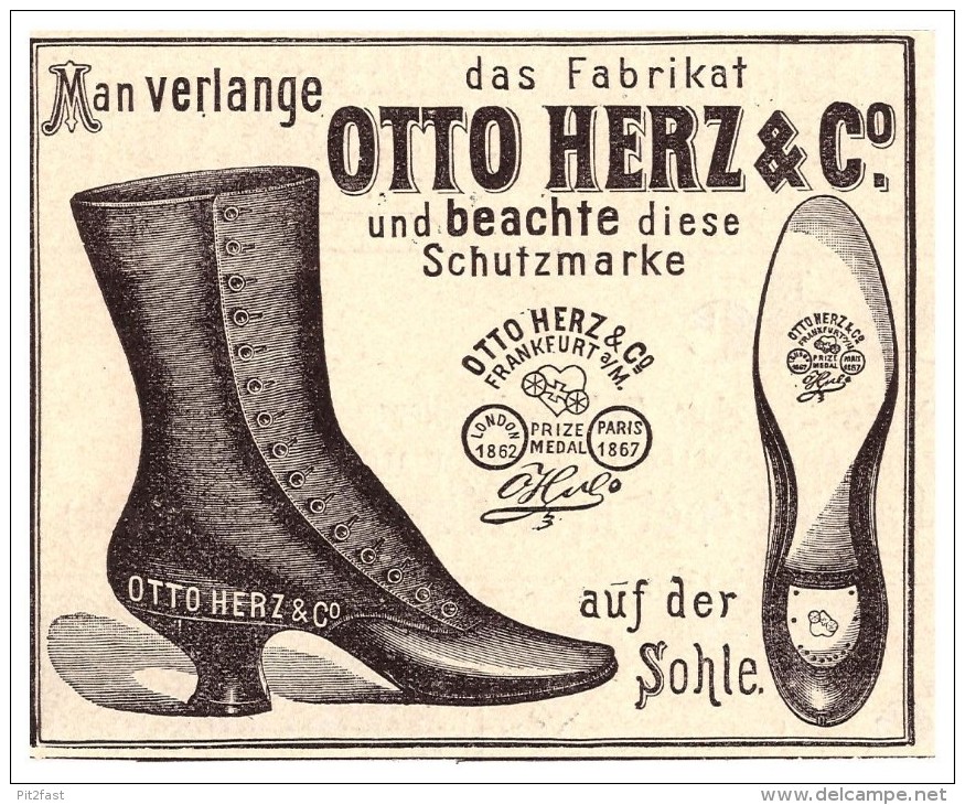 Original Werbung - 1891 - Otto Herz & Co , Schuhe , Frankfurt A.M. , Schuhhaus !!! - Schoenen