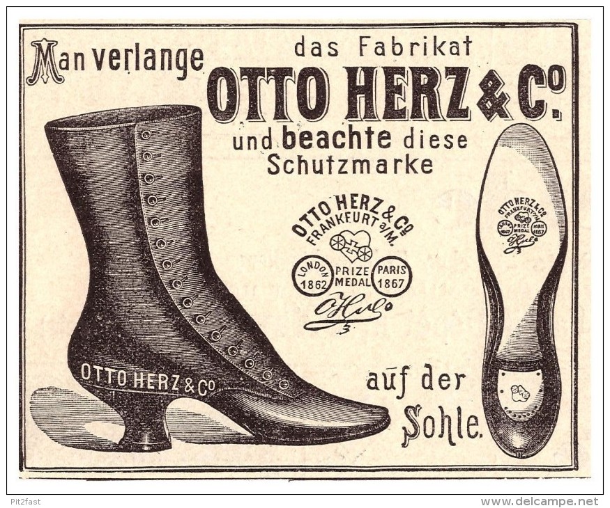 Original Werbung - 1891 - Otto Herz & Co , Schuhe , Frankfurt A.M. , Schuhhaus !!! - Scarpe