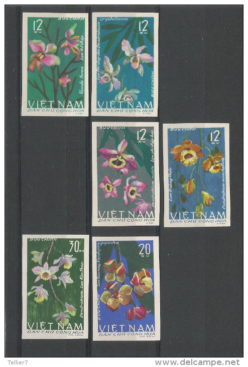 VIET-NAM - TIMBRES NEUFS* NON DENTELES N° 482 à 487 - 1966 - FLEURS - SERIE COMPLETE - VOIR SCAN - Vietnam