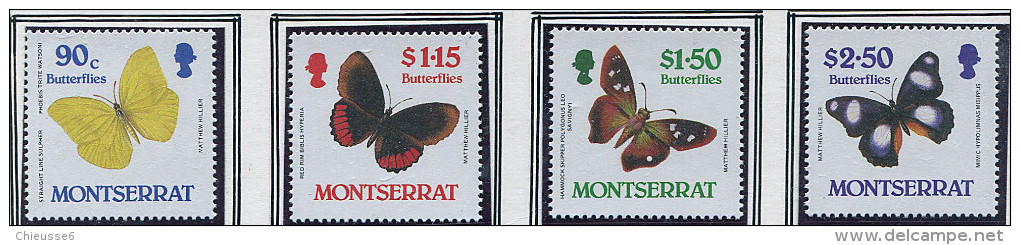 (cl 32 - P45) Montserrat** N° 653 à 656 - Papillons - - Montserrat