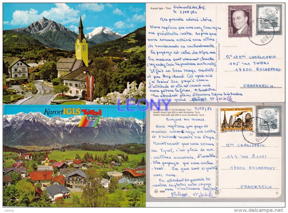 2  CPM  D´ AUTRICHE - KURORT IGLS - Station Thermale - BEAUX TIMBRES - Igls