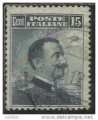 COLONIE ITALIANE EGEO 1912 RODI SOPRASTAMPATO D´ITALIA ITALY OVERPRINTED CENT. 15 CENTESIMI USATO USED OBLITERE´ - Egée (Rodi)
