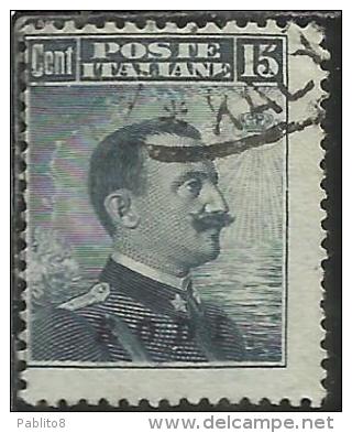 COLONIE ITALIANE EGEO 1912 RODI SOPRASTAMPATO D´ITALIA ITALY OVERPRINTED CENT. 15 CENTESIMI USATO USED OBLITERE´ - Egée (Rodi)