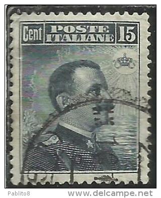 COLONIE ITALIANE EGEO 1912 RODI SOPRASTAMPATO D´ITALIA ITALY OVERPRINTED CENT. 15 CENTESIMI USATO USED OBLITERE´ - Egée (Rodi)