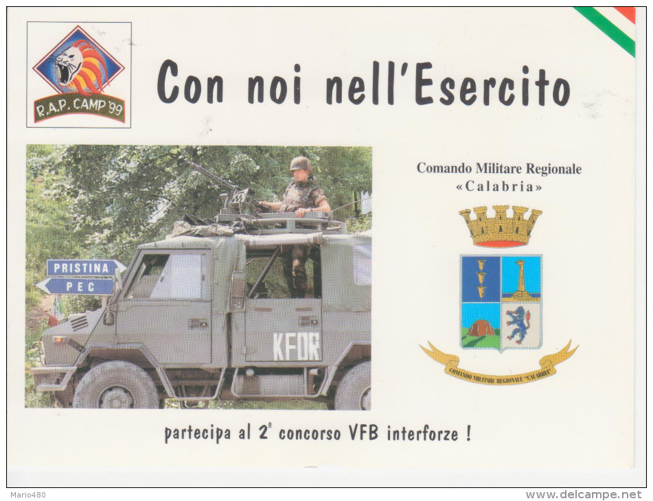 Cartoline Militari   CON NOI NELL´ESERCITO RAP CAMP  99   (2 SCAN) (NUOVA) - Autres & Non Classés