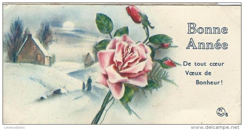 Petite Carte De Voeux/  Circulée/Maison Dans La Neige Et Roses/ 1935    CVE64 - Año Nuevo