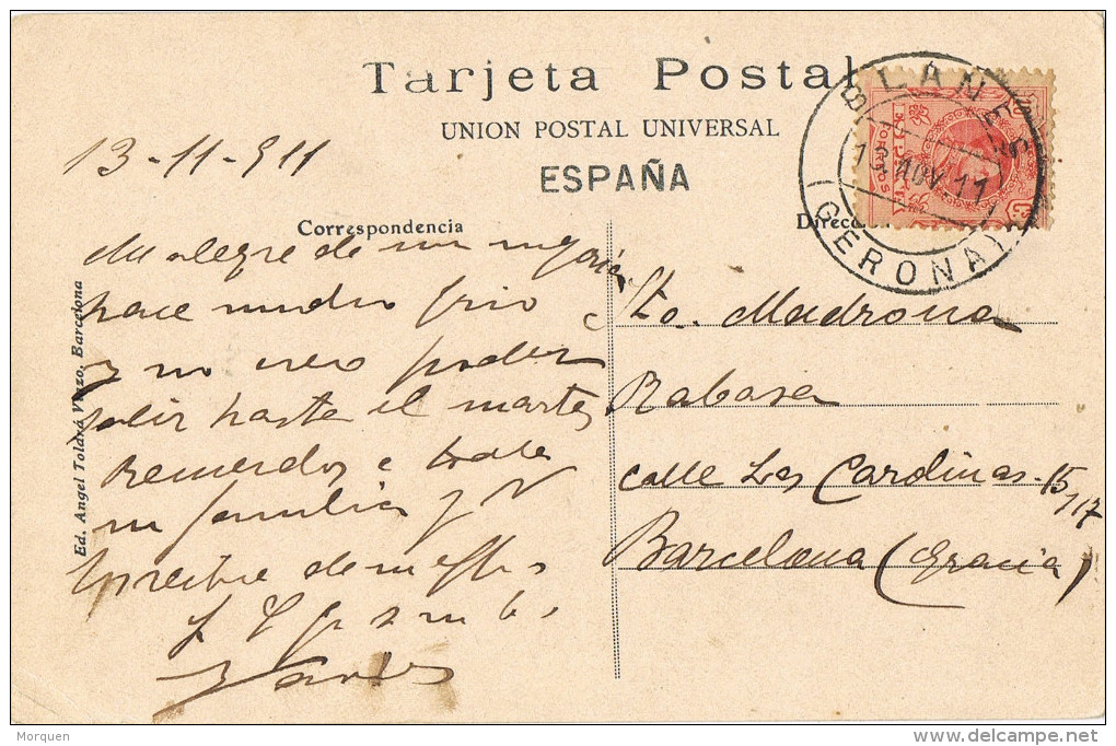 11110. Postal BLANES (Gerona) 1911. Cala Sant Francesc - Cartas & Documentos