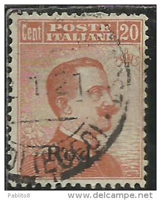 COLONIE ITALIANE EGEO 1918 1922 RODI SOPRASTAMPATO D´ITALIA ITALY OVERPRINTED CENT. 20 FILIGRANA WATERMARK  USATO USED - Egée (Rodi)