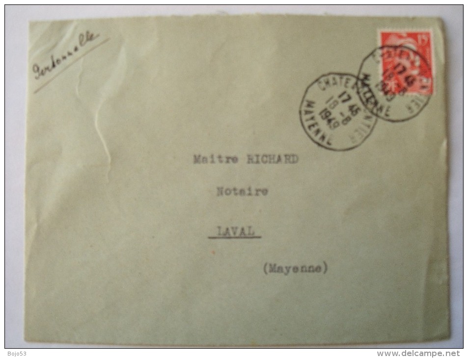 53 CHATEAU GONTIER - Cachet Manuel Du 18-8-1948 - Manual Postmarks