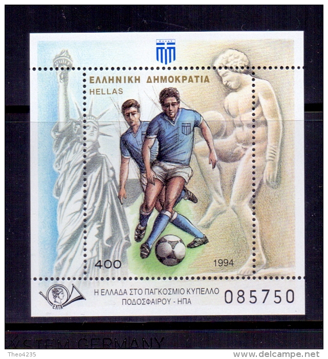 GREECE STAMPS MINI SHEET  WORLD FOOTBALL CUP  -6/6/94-MNH - Unused Stamps