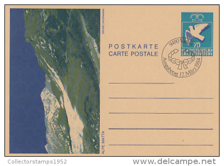 8900- LANSCAPES BY BRUNO KAUFMANN, POSTCARD STATIONERY, OBLIT FDC, 1984, LIECHTENSTEIN - Stamped Stationery