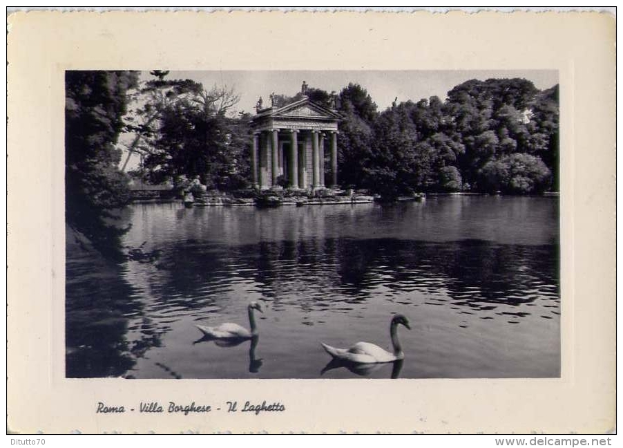 Roma - Villa Borghese - Il Laghetto - 1956 - Formato Grande Viaggiata Mancante Di Affrancatura - Parcs & Jardins