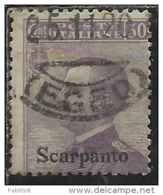 COLONIE ITALIANE EGEO 1912 SCARPANTO SOPRASTAMPATO D´ITALIA ITALY OVERPRINTED CENT. 50 CENTESIMI USATO USED OBLITERE´ - Ägäis (Scarpanto)