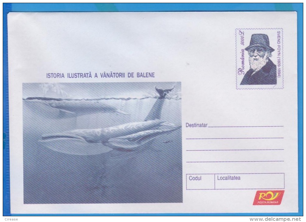 Hunting Whales, Svend Foyn, Romania  Postal Stationery 2004 - Baleines