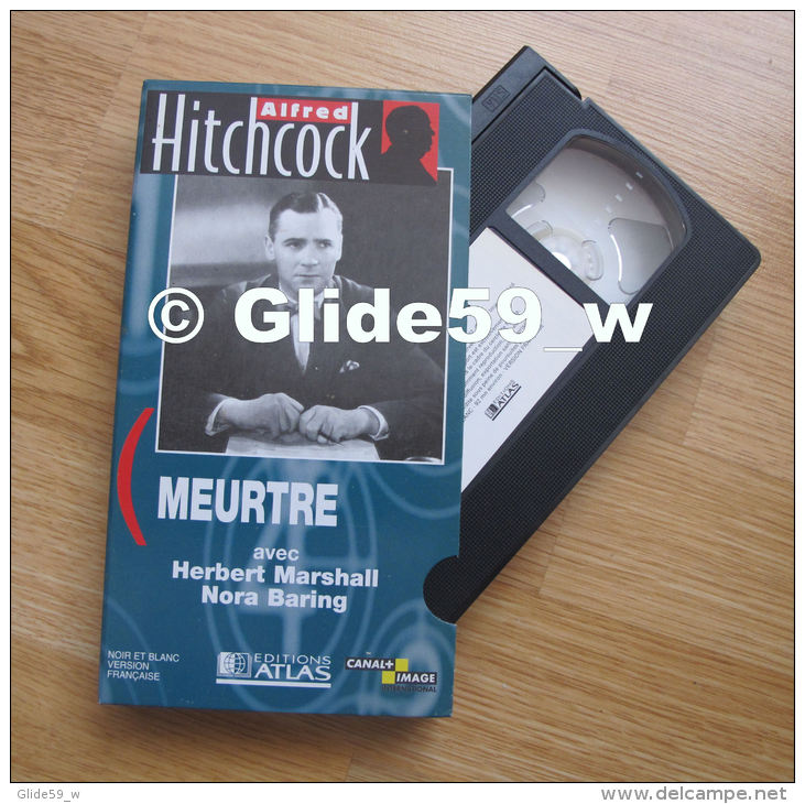 Alfred Hitchcock - Meurtre - K7 Vidéo VHS Noir &amp; Blanc - Version Française (Ed. Atlas) - Occasion - Actie, Avontuur