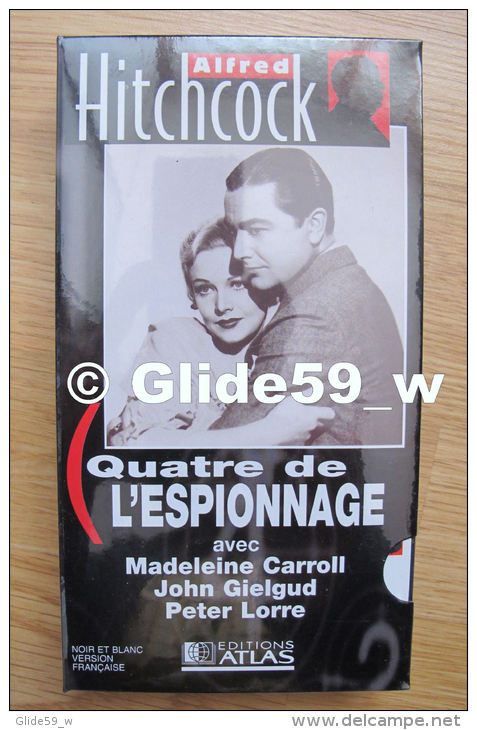 Alfred Hitchcock - Quatre De L'espionnage - K7 Vidéo VHS Noir &amp; Blanc - Version Française (Ed. Atlas) - Neuve - Action, Aventure