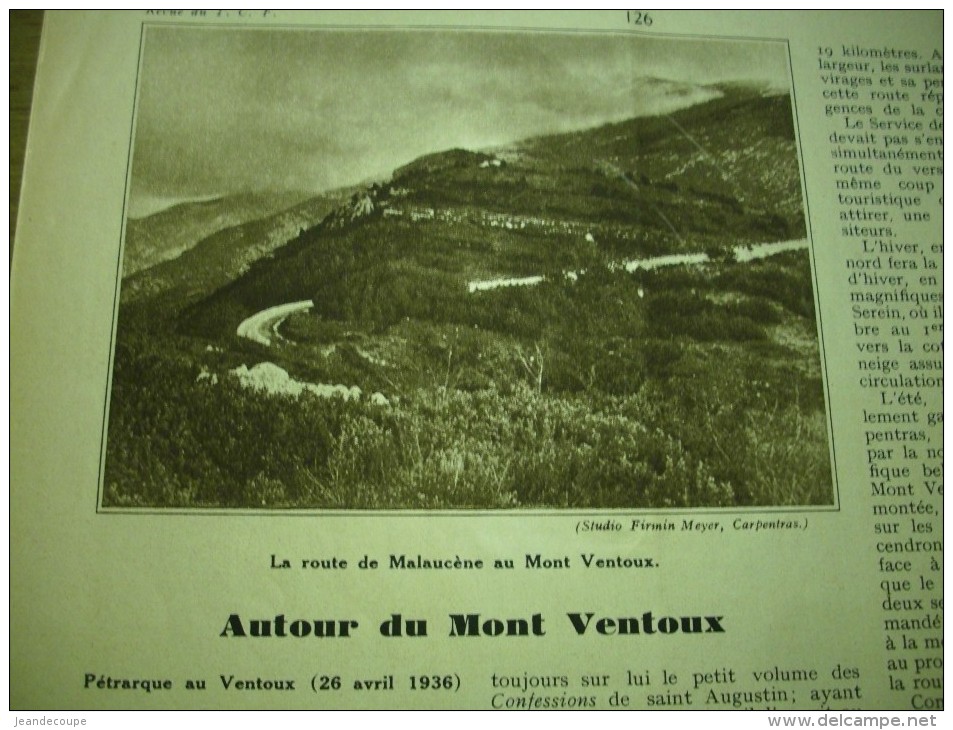 - Article De Presse - Régionalisme - Mont Ventoux - Malaucène  - 1936 - 3 Pages - Documents Historiques