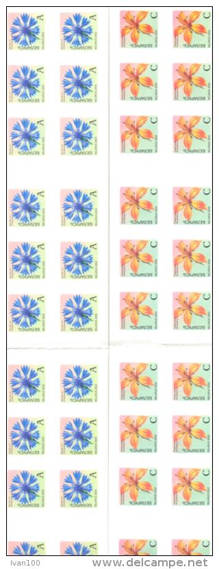 2002. Belarus, Definitives, Flowers, A & C, 2 Booklets Of 24v Self-adhesives, Mint/** - Bielorrusia