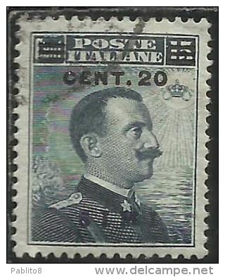 COLONIE ITALIANE EGEO 1916 SIMI SOPRASTAMPATO D´ITALIA ITALY OVERPRINTED CENT. 20 SU 15 CENTESIMI USATO USED OBLITERE´ - Egée (Simi)