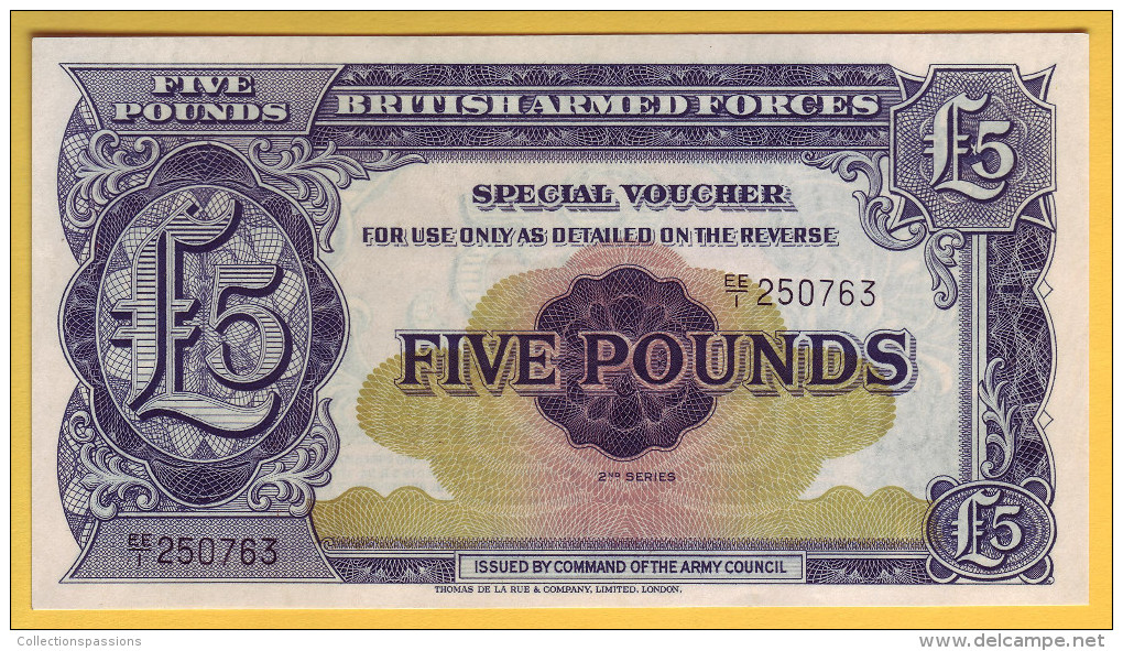 ROYAUME UNI - GRANDE BRETAGNE - Billet De 5 Pounds. (1958). Vouchers. Pick: M23. NEUF - British Armed Forces & Special Vouchers