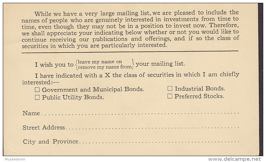 Canada Postal Stationery Ganzsache Entier ½ C George V. Buisness Reply ROYAL SECURITIES Corp., MONTREAL (2 Sans) - 1903-1954 Rois