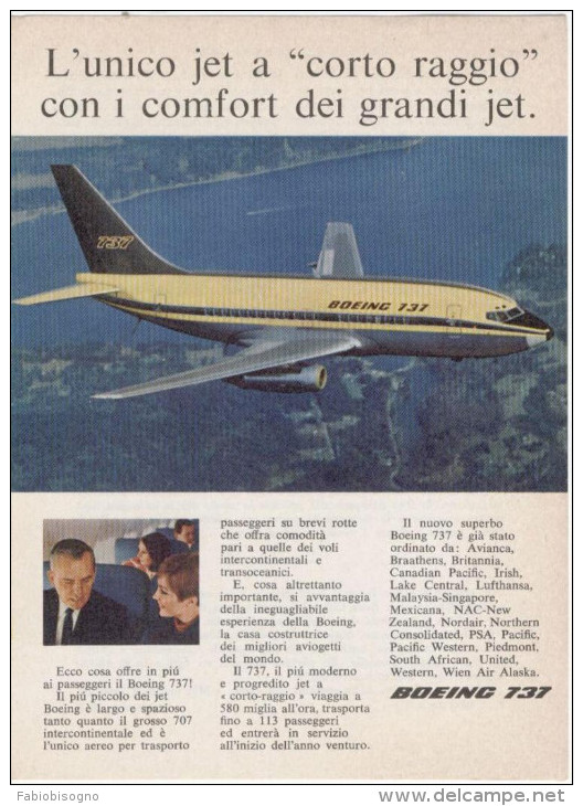 1967/8 -  BOEING 737 -  5 Pagine Pubblicità Cm.13 X18 - Pubblicità