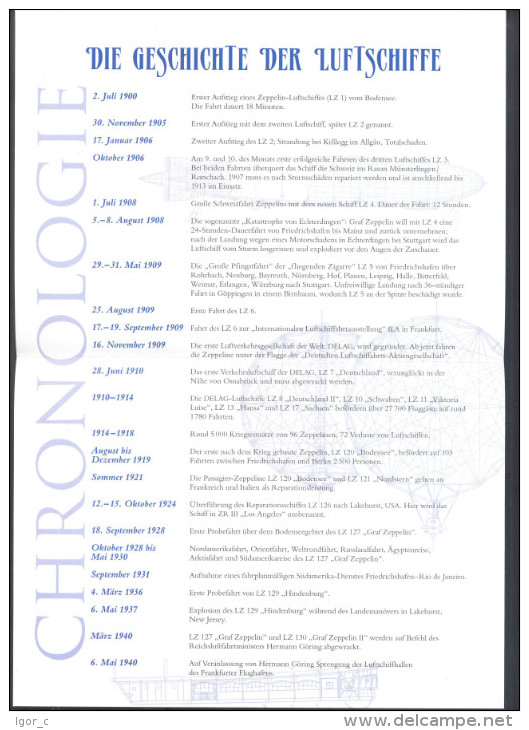 Die Geschichte Der Luftschiffe;  Graff Von Zeppelin; LZ 1; LZ8; A4 Format Folded In The Middle - Sonstige & Ohne Zuordnung