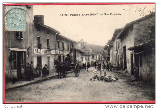 CPA 42 SAINT PRIEST LA PRUGNE  Rue Principale ( Aubergiste PRAS  C/ ST JUST EN CHEVALET ( J30 ) - Autres & Non Classés