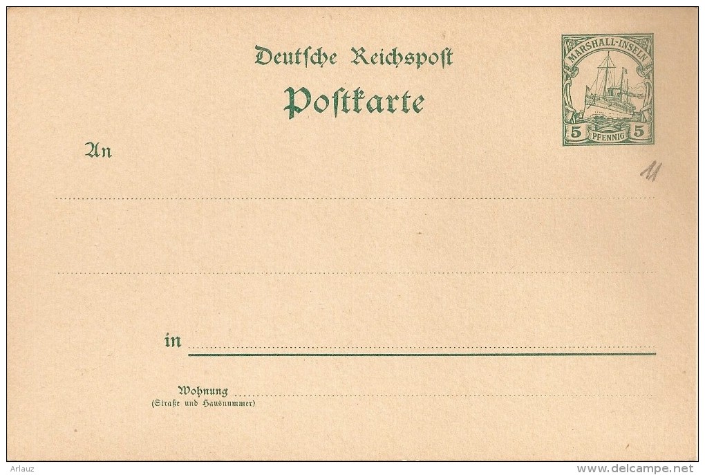 MARSHALL.1901.Colonie Allemande.Entier Postal.Michel P11.Neuf.14H62 - Marshall-Inseln