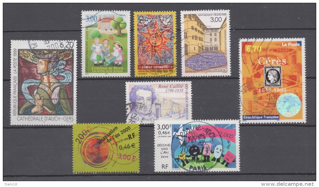 FRANCE 1999 N° 3253 3254 3255 3256 3257 3258 3259 3260  (o) (YT) SEGUR AUCH FIGEAC CAILLE CERES AN 2000 - Used Stamps