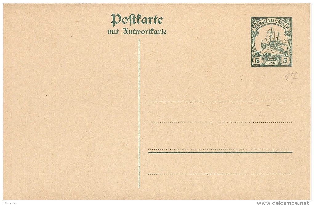 MARSHALL.1917.Colonie Allemande.Entier Postal.Michel P17.Neuf.14H69 - Marshalleilanden