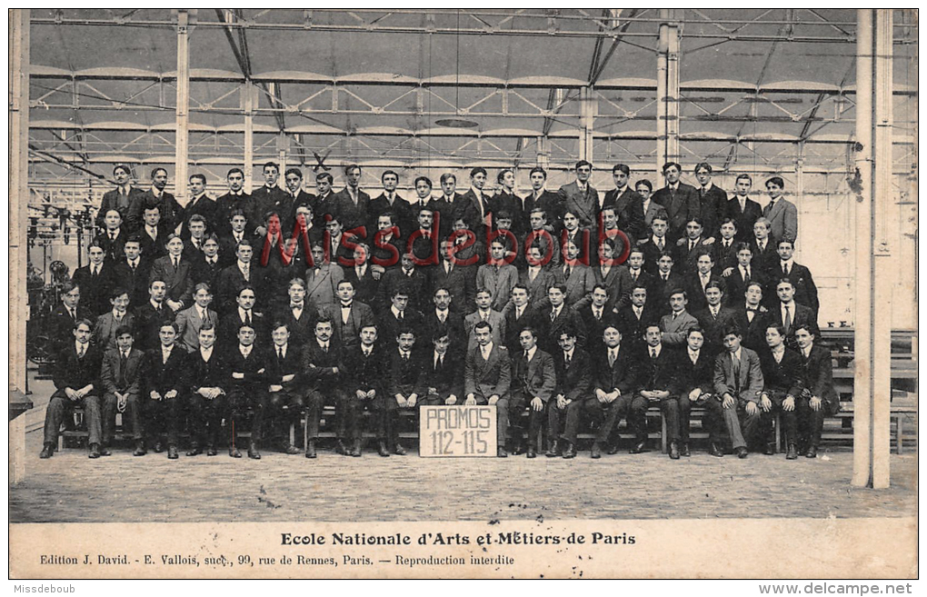 ECOLE  NATIONALE D'ARTS Et METIERS De PARIS - PROMOS 112 - 115 -ecrite 1913 -  2 Scans - Enseignement, Ecoles Et Universités