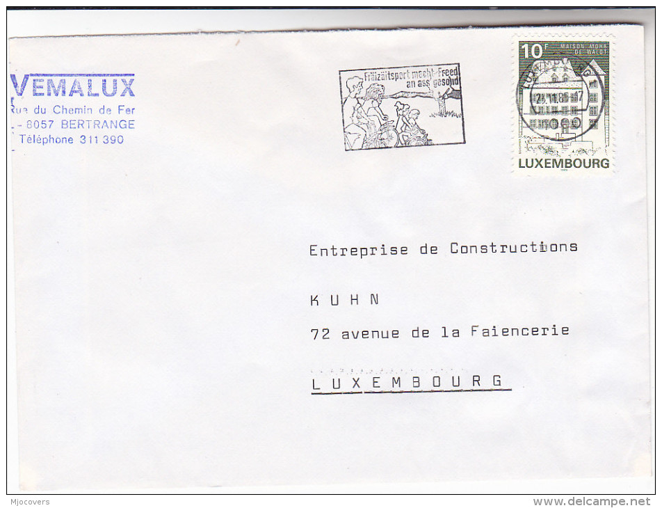 1985 LUXEMBOURG COVER Illus SLOGAN Pmk CYCLING Cycle Bicycle Bike Stamps - Cycling