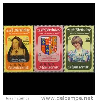 MONTSERRAT 1983 - Scott# O62-4 Diana Surch. Set Of 3 MNH (XQ984) - Montserrat