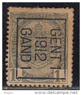 Belgium Used 1c Precancel, Gent 1 1912 Gand 1 - Typo Precancels 1906-12 (Coat Of Arms)