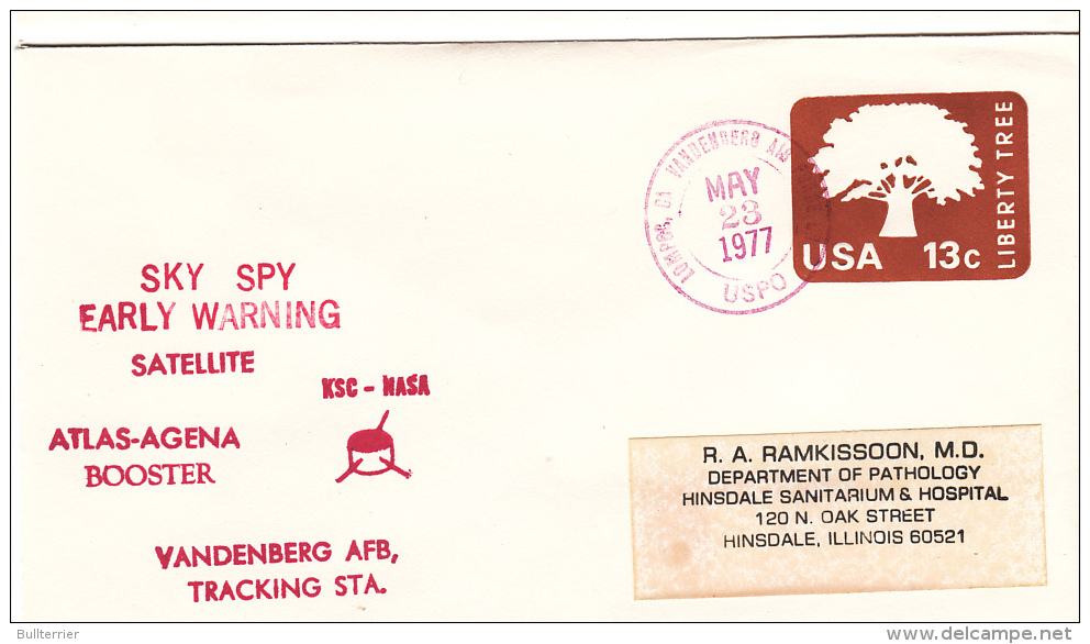 SPACE -  USA - 1977 - SKY SPY EARLY WARNING   SATELLITE   COVER WITH  VANDENBERG  POSTMARK - United States