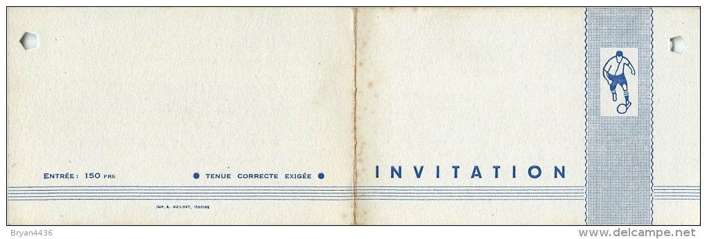 63 - Issoire - ** Section Football - Union Sportive Issoirienne ** - Carte Ancienne D´Invitation - 1949 - (8 X 12) - Issoire