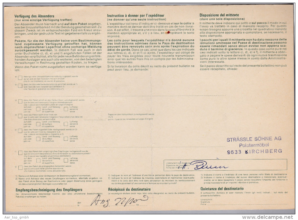 MOTIV HAUSHALT LEDER 1985-10-16 Kirchberg Paketkarte Hammann Lederfabrik - Frankiermaschinen (FraMA)