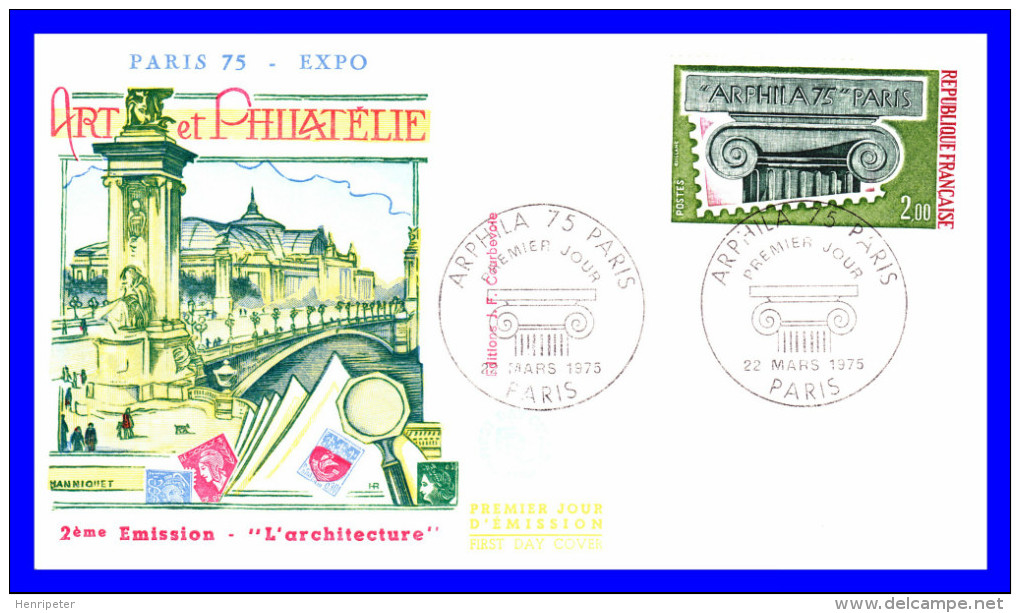 1830-1831-1832-1833 (Yvert) Sur 4 FDC (GF-PJ) - Arphila 75 L´oeil Le Chapiteau Graphisme Cérès - France 1975 - 1970-1979