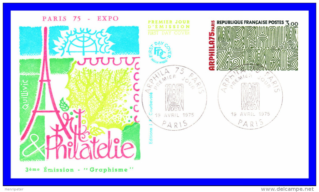 1830-1831-1832-1833 (Yvert) Sur 4 FDC (GF-PJ) - Arphila 75 L´oeil Le Chapiteau Graphisme Cérès - France 1975 - 1970-1979