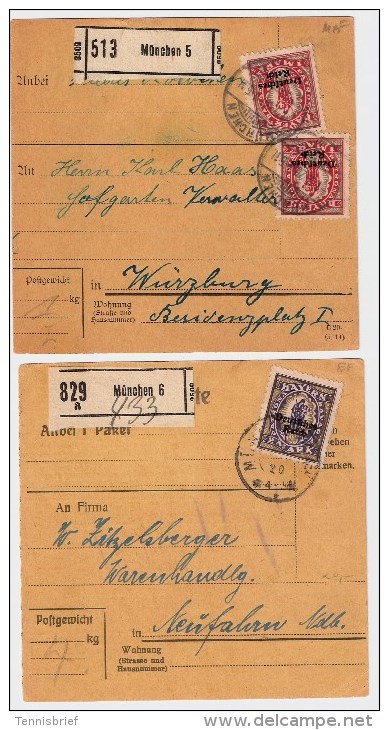 DR, 1920, EF Und MeF, 2 Paketkarten  #1042 - Briefe U. Dokumente