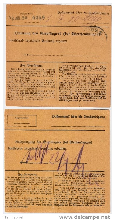 DR, 1920, EF Und MeF, 2 Paketkarten  #1042 - Briefe U. Dokumente