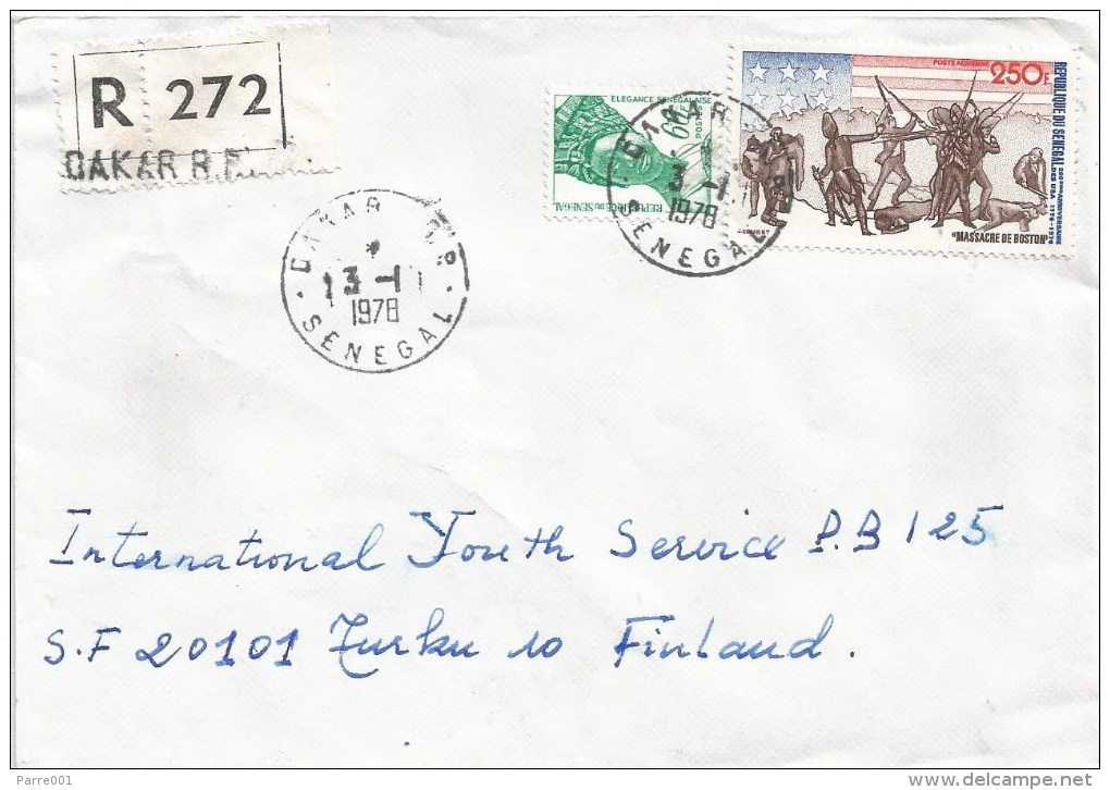 Senegal 1978 Dakar Boston Masacre USA Independence Civil War Registered Cover - Indépendance USA